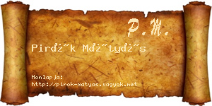 Pirók Mátyás névjegykártya